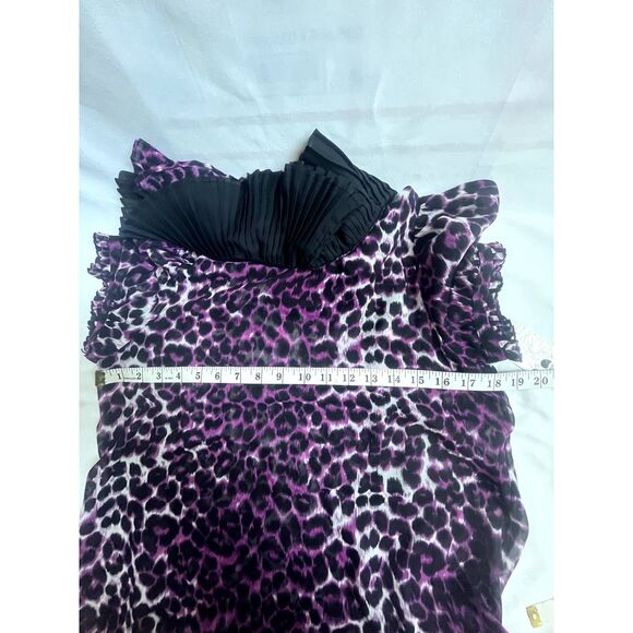 Animal Leopard Cheetah Print NWT Top Ruffles Pink Tunic Y2K Barbiecore Sexy sz S - Picture 10 of 11